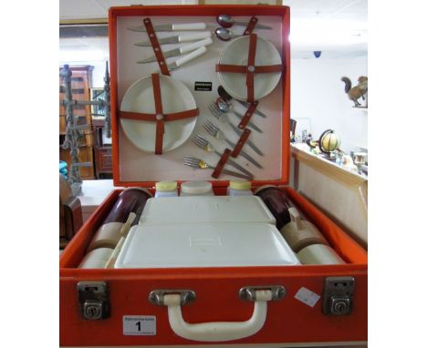 VINTAGE ORANGE PICNIC HAMPER BY SIRRAM
