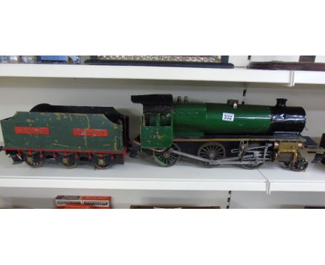 LARGE SCRATCH BUILT ENGINE & TENDER, MARKED BARNARD CASTLE 1954, APPROX LENGTH 45" 