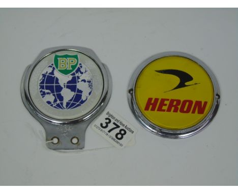 2 CAR BADGES, BP & HERON