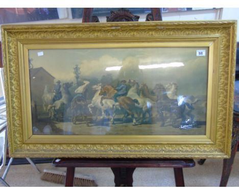 ROSA BONHEUR PRINT OF RETURN FROM THE HORSE FAIR 102 X 62 CMS