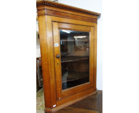 VINTAGE OAK CORNER DISPLAY CABINET