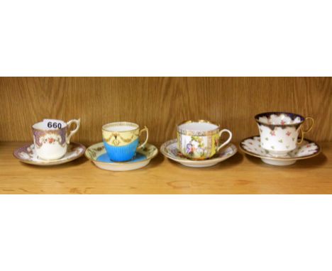 Four early collectors cups and saucers.
