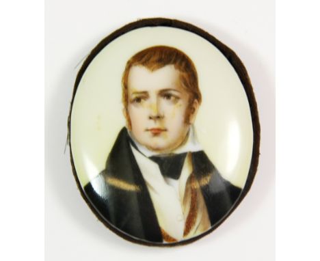 A late 19th century hand painted on porcelain portrait of Sir Walter Scott.