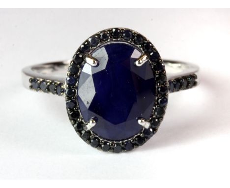 A 925 silver sapphire set ring.