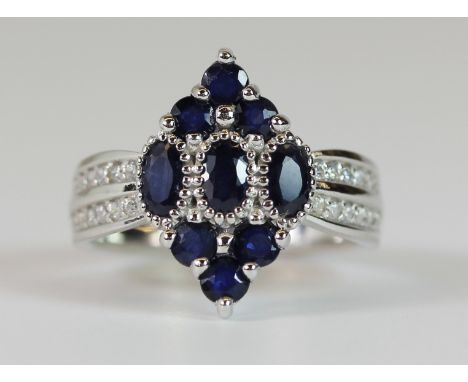 A 925 silver sapphire set ring, (N).