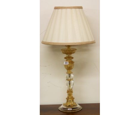 A Venetian glass table lamp, H. 79cm (with shade), and a spare matching shade.