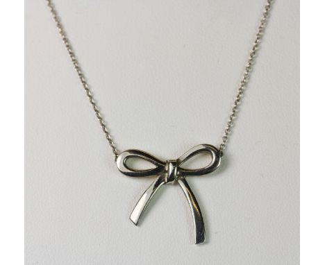 A 925 silver Tiffany and Co bow necklace.