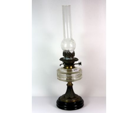 A 19th century brass and glass Hinks oil lamp, H. 59cm.