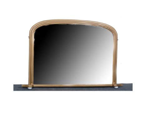 Victorian over mantel mirror, arched plate, moulded gilt frame, width 125cm, height 84cm.