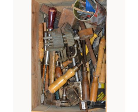 Quantity of hand tools, Bosch 12volt hand drill, etc (3 boxes)