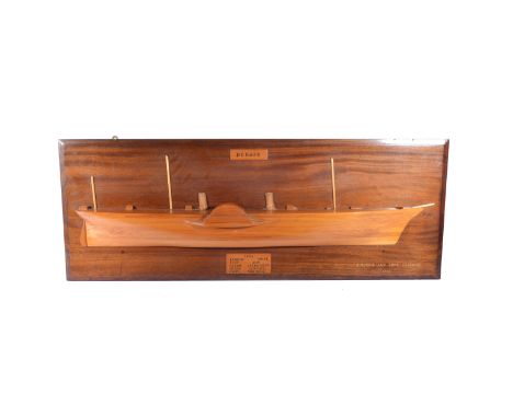 Half block ship hull, mounted  plaque, Persia 1856, R. Mopia and Son, Glasgow, 1856, length of plaque 107cms.