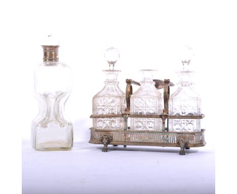 Silver mounted gluck decanter, Harrison Brothers & Howson,London, 1915; together with an Elkington and Co silver plated and c