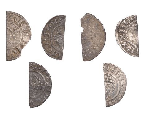 Henry II, cut Halfpence (6), class Ia1, Exeter, Iordan, dies 2/2, 0.55g/12h (SCBI Mass 109A, this coin); class Ia1, Exeter, I