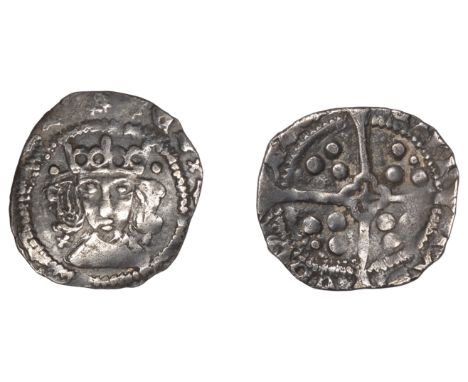 Henry VI (First reign, 1422-1461), Cross-Pellet issue, Penny, York, Abp Booth, saltires by neck, pellets by crown, leaf on br