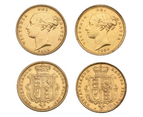Victoria, Half-Sovereigns (2), 1880, 1885 (S 3860F, 3861) [2]. Both gilt, first ex-mount, otherwise very fine £340-£400