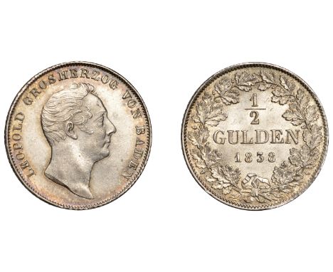 Germany, BADEN, Leopold I, Half-Gulden, 1838 (KM 209). Good extremely fine with some toning £100-£120