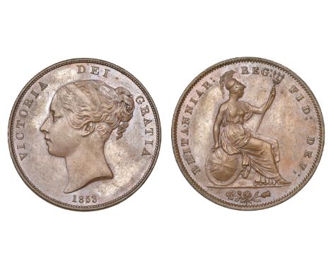 Victoria (1837-1901), Penny, 1853, ornamental trident (BMC 1500; S 3948). Extremely fine  £90-£120