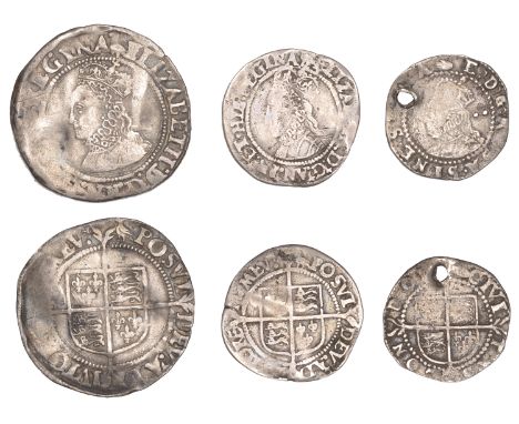 Elizabeth I, Second issue, Groat, mm. martlet, 1.96g/6h (S 2556); together with other silver coins of Elizabeth I (2) [3]. Fi