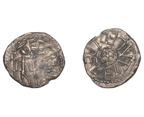 Archbishops of York, Abp Ecgberht with Eadberht, Sceatta or Penny, ecgberht s, archbishop seated right with arms outstretched