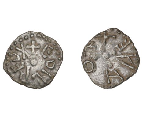 Kings of Northumbria, Æthelred II (First reign, 841-3/4), Styca, Ci(x) ,Monne, edilred x around pellet, rev. monne (retrograd