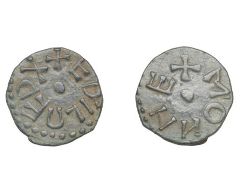 Kings of Northumbria, Æthelred II (First reign, 841-3/4), Styca, Monne, edilred x around pellet, rev. monne around pellet, 1.