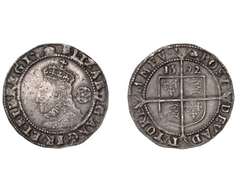 Elizabeth I (1558-1603), Sixth issue, Sixpence, 1592, mm. hand, bust 6C, 3.03g/12h (N 2015; S 2578B). Light marks on obverse,