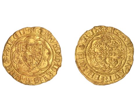 Edward III (1327-1377), Treaty period, Quarter-Noble, London, no mark before edward, double saltire stops and treaty x both s