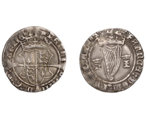 Henry VIII (1509-1547), First Harp issue, Groat, mm. crown, h i (Jane Seymour), 2.49g/4h (S 6473; DF 202). Very fine, toned  