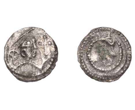 Early Anglo-Saxon Period, Sceatta, Secondary series K, type 32a, draped and diademed bust left with large eye gazing heavenwa