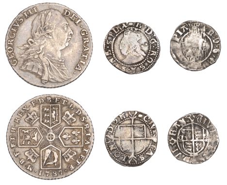 Henry VIII, Second coinage, Penny, Durham, Bp Tunstall, mm. star on obv. only, cd at sides of shield, 0.66g/12h (S 2354); Eli