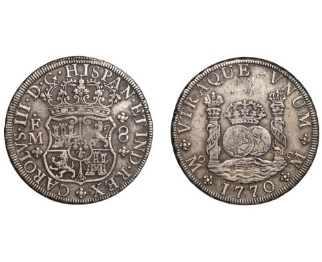 Mexico, Charles III, 8 Reales, 1770fm, Mexico City, 26.72g/12h (CCT 830; Cayón 11980). Cleaned, some light scratches, otherwi