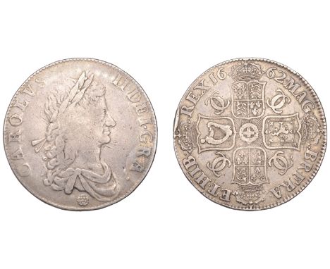 Charles II (1660-1685), Crown, 1662, first bust, rose below, edge undated (ESC 340; S 3350). Fine £80-£100