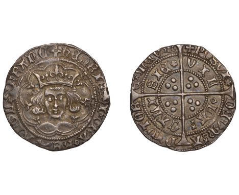 Henry VI (First reign, 1422-1461), Rosette-Mascle issue, Groat, Calais, mm. crosses II/V, mascle after gra, rosette after pos