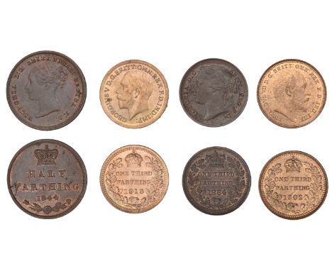 Victoria, Half-Farthing, 1844, Third-Farthing, 1884 (S 3951, 3960); Edward VII, Third-Farthing, 1902 (S 3993); George V, Thir