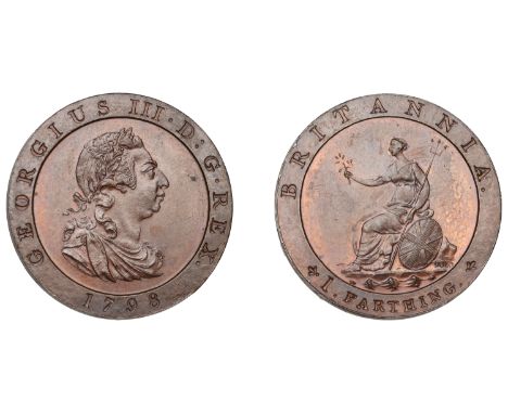 George III (1760-1820), Pre-1816 issues, Restrike Pattern Farthing, 1798, by W.J. Taylor, in copper, laureate bust right, rev