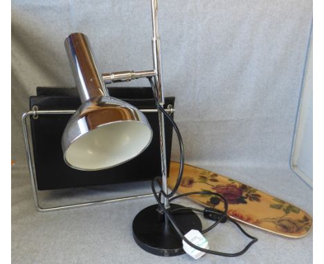 Retro style chrome leatherette book rack & chrome table lamp PLEASE always check condition PRIOR to bidding or email us with 