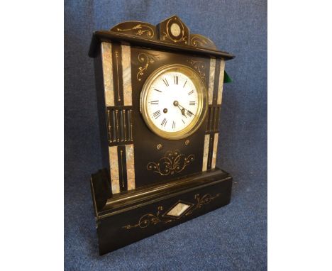 French slate & marble bracket clock with 8 day movement PLEASE always check condition PRIOR to bidding or email us with a con