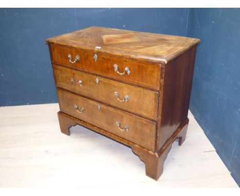 Georgian walnut chest of 3 long drawers on bracket feet, 92Hx101W   PLEASE always check condition PRIOR to bidding or email u