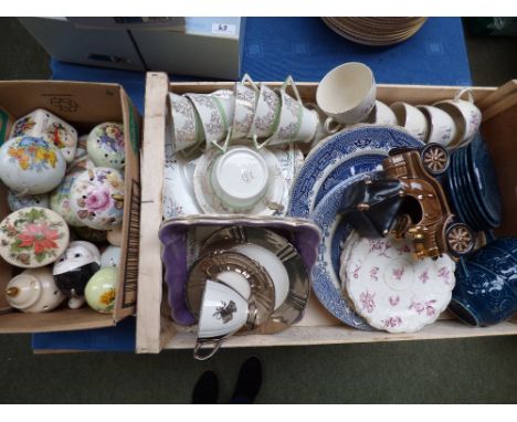 9 boxes of assorted ceramics, china & glass to include teapots, dishes, a 'Montmartre' pattern tea service etc. PLEASE always