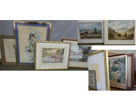Large collection of watercolours, pictures, & prints to include a 'Freda Makin' watercolour PLEASE always check condition PRI