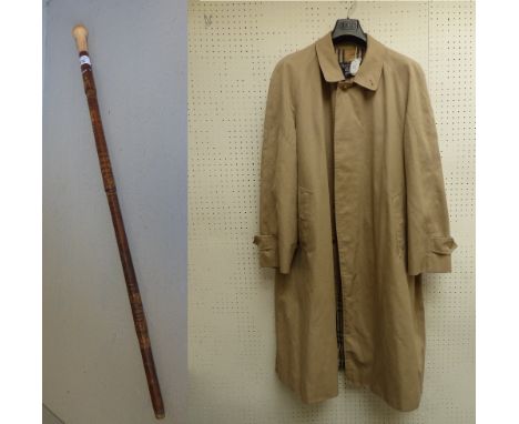 Gentleman's Burberry rain mac & bone handled walking stick PLEASE always check condition PRIOR to bidding or email us with a 