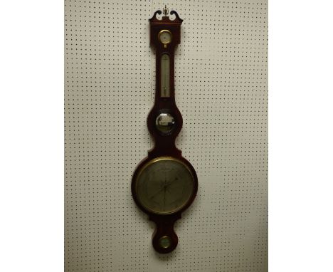 C19th mahogany banjo barometer by 'P.Bramboro', Evesham   PLEASE always check condition PRIOR to bidding or email us with a c