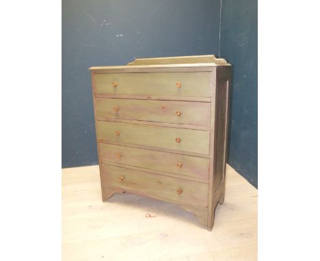 Decorative painted chest of 5 graduated drawers on bracket feet 106H x 92W cm PLEASE always check condition PRIOR to bidding 