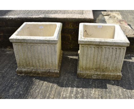 2 stone style fluted cube planters 46 cm, 2 similar planters 35 cm & 1 octagonal fluted planter 41 x 41 cm PLEASE always chec