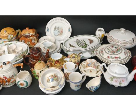 Selection of tableware including Royal Worcester "Worcester Herbs", Portmeirion "Botanic Garden" &amp; "Pomona", cottage ware