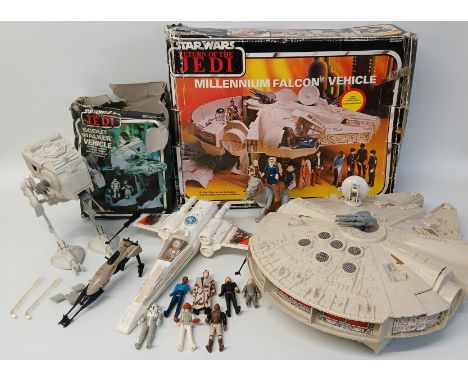 Star Wars figures and vehicles includes Star Wars Return of the Jedi Millennium Falcon (CPG Products 1979 Kenner Products Div