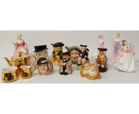 Royal Doulton figurines "Tender Moments", "Figure of the Year 2000 Rachel" &amp; "Julie" (damaged), Beswick cats, character j