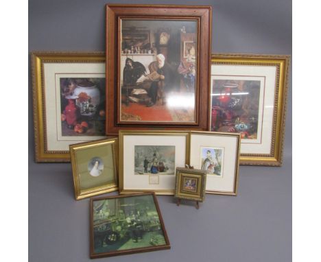 Collection of prints includes C.Spencelayh 'His Favourite', pair of Glenna Kurz, 'The soldier's farewell, The Parents gift', 