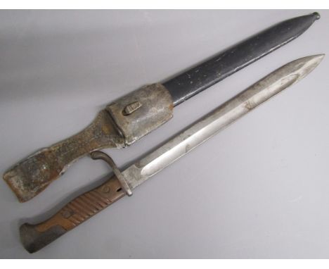 Alex Coppel Solingen bayonet - edge of blade marked W15, with wood and metal handle and scabbard -&nbsp; approx. 50cm&nbsp;