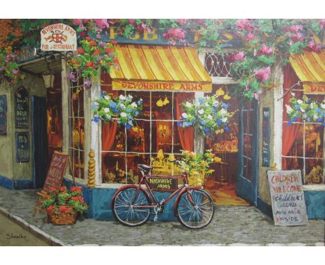 Framed Shvaiko 'Devonshire Arms' limited edition 59/230 hand finished giclee print - approx. 93cm x 73cm&nbsp;